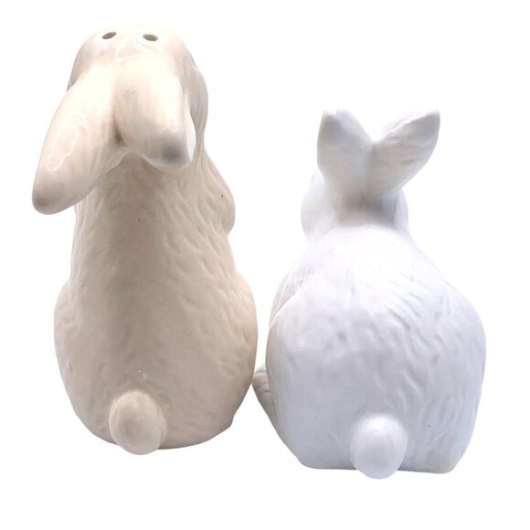 Farmhouse Bunny Rabbit Ceramic Salt & Pepper Shaker Set Spring Easter Grandma - Picture 6 of 7